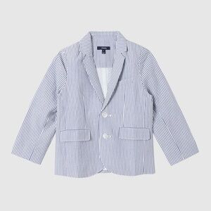 Youth Seersucker Blazer, Size 7, blue and white